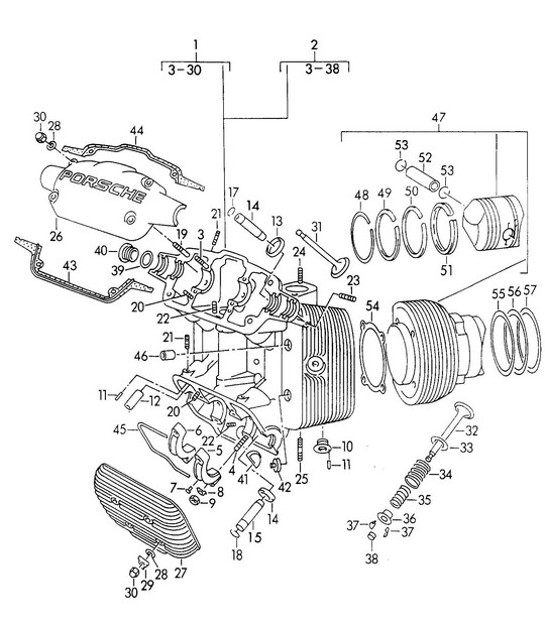 Diagram 103-012 Porsche 968 Turbo S 3.0L 1993-94 Moteur