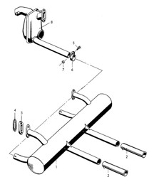 Exhaust system (F >> 101 692 / F >> 150 000 / F >> 83 791) 356, 356A COUPE / CABRIO / SPEEDSTER 1950-1959 Exhaust system (F >> 101 692 / F >> 150 000 / F >> 83 791) 356, 356A COUPE / CABRIO / SPEEDSTER 1950-1959