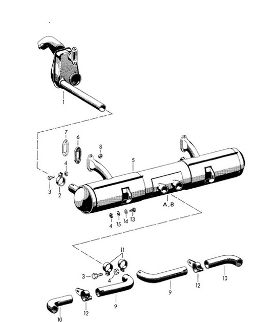 Diagram 202-005 Porsche 996 GT2 2001-05 Fuel System, Exhaust System