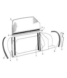 Vitre de porte (Modèle : CABRIO) 356 / 356A 1950-1959 Vitre de porte (Modèle : CABRIO) 356 / 356A 1950-1959