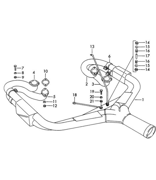 Diagram 202-007 Porsche 356 (1950-1965) Brandstofsysteem, uitlaatsysteem