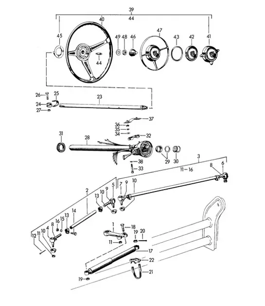 Diagram 403-000 Porsche 996 C4 3.6L 09/01-2005 Vooras, besturing 