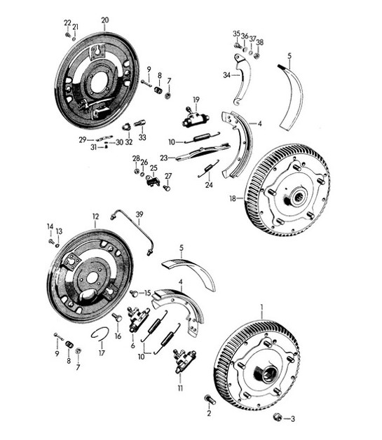 Diagram 602-000 Porsche 356 (1950-1965) Ruote, freni