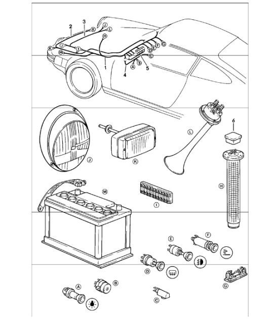 Diagram 902-12 Porsche 924 (1977-1988) Electrical equipment
