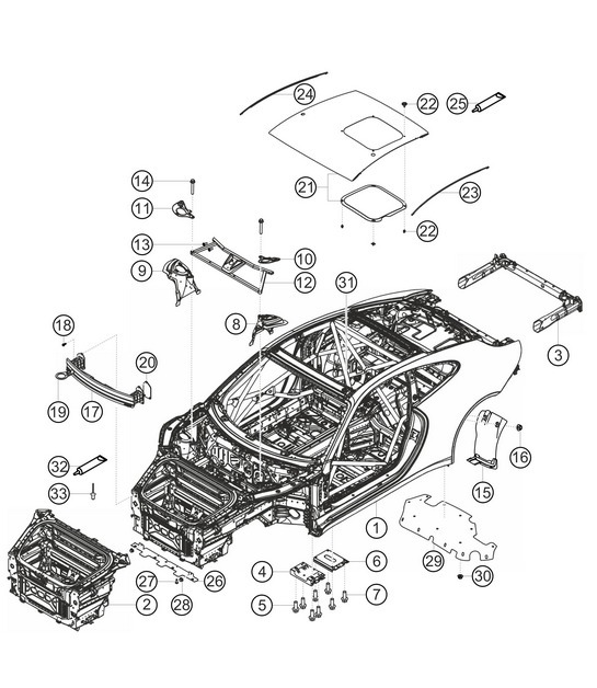 Diagram 8.8-01 Porsche 991 GT3 Cup 2016 Karosserie