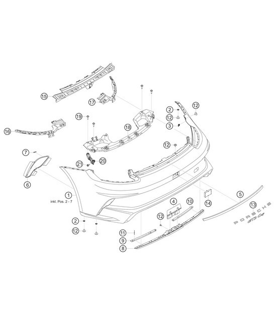 Diagram 8.8-11 Porsche Cayman 718 2.0L Manual (300 ch) Carrosserie