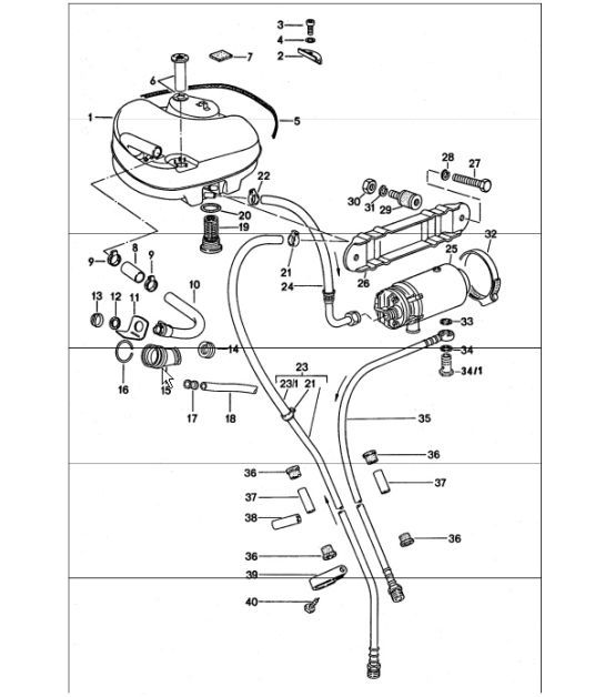 Diagram 201-00 Porsche 997 Carrera 4 3.6L 2005>> Fuel System, Exhaust System