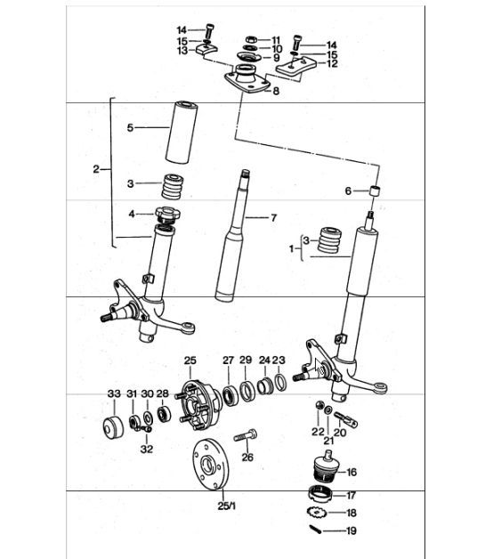 Diagram 402-00 Porsche 993 (911) C2S 1994-97 Vorderachse, Lenkung 