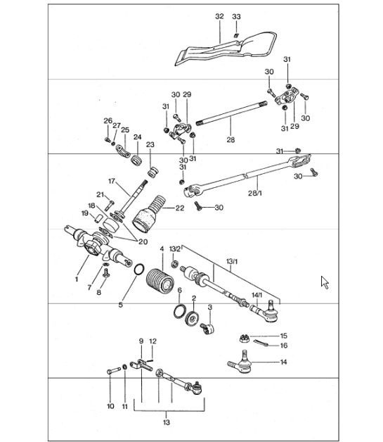 Diagram 403-00 Porsche 924 (1977-1988) Essieu avant, Direction 
