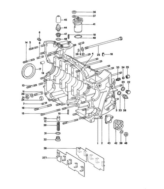 Diagram 101-010 Porsche Cayman 2.9L 987C MKII 2009-12 Moteur