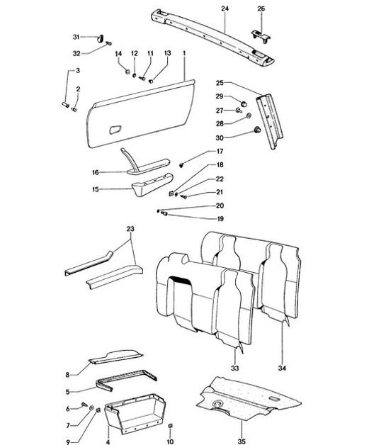 Diagram 807-005 Porsche 924 Turbo 2.0L 1979-81 Carrosserie