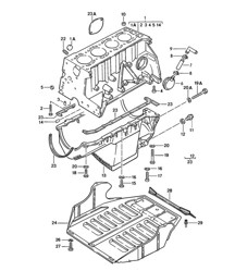 Blocco cilindri con pistoni, Coppa dell&#39;olio, Piastra protettiva f. motore, 924 1976-79