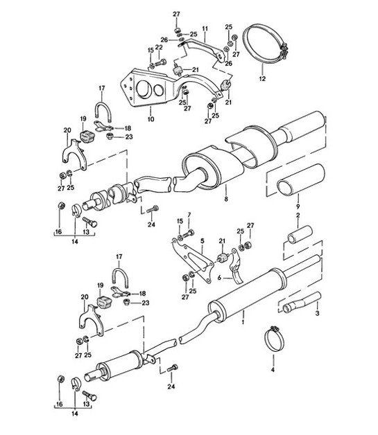 Diagram 202-015 Porsche 993 (911) (1994-1998) Fuel System, Exhaust System