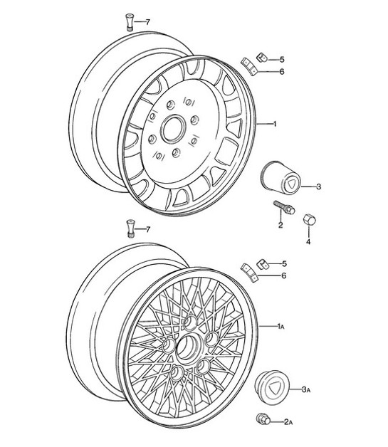 Diagram 601-000 Porsche Cayman S 718 2.5L PDK (350 PS) Räder, Bremsen
