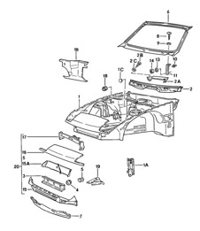 Sezione anteriore della carrozzeria 924 1976-79 Sezione anteriore della carrozzeria 924 1976-79