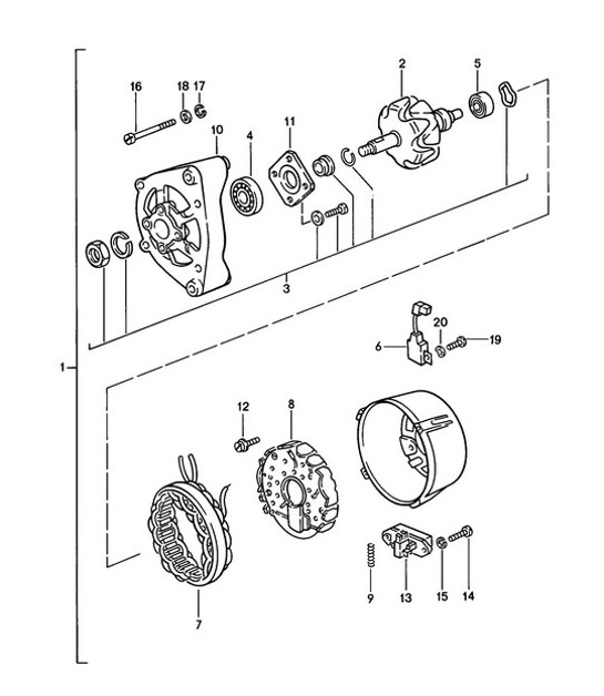 Diagram 902-000 Porsche 911 09/1968-1973 LWB Équipement électrique