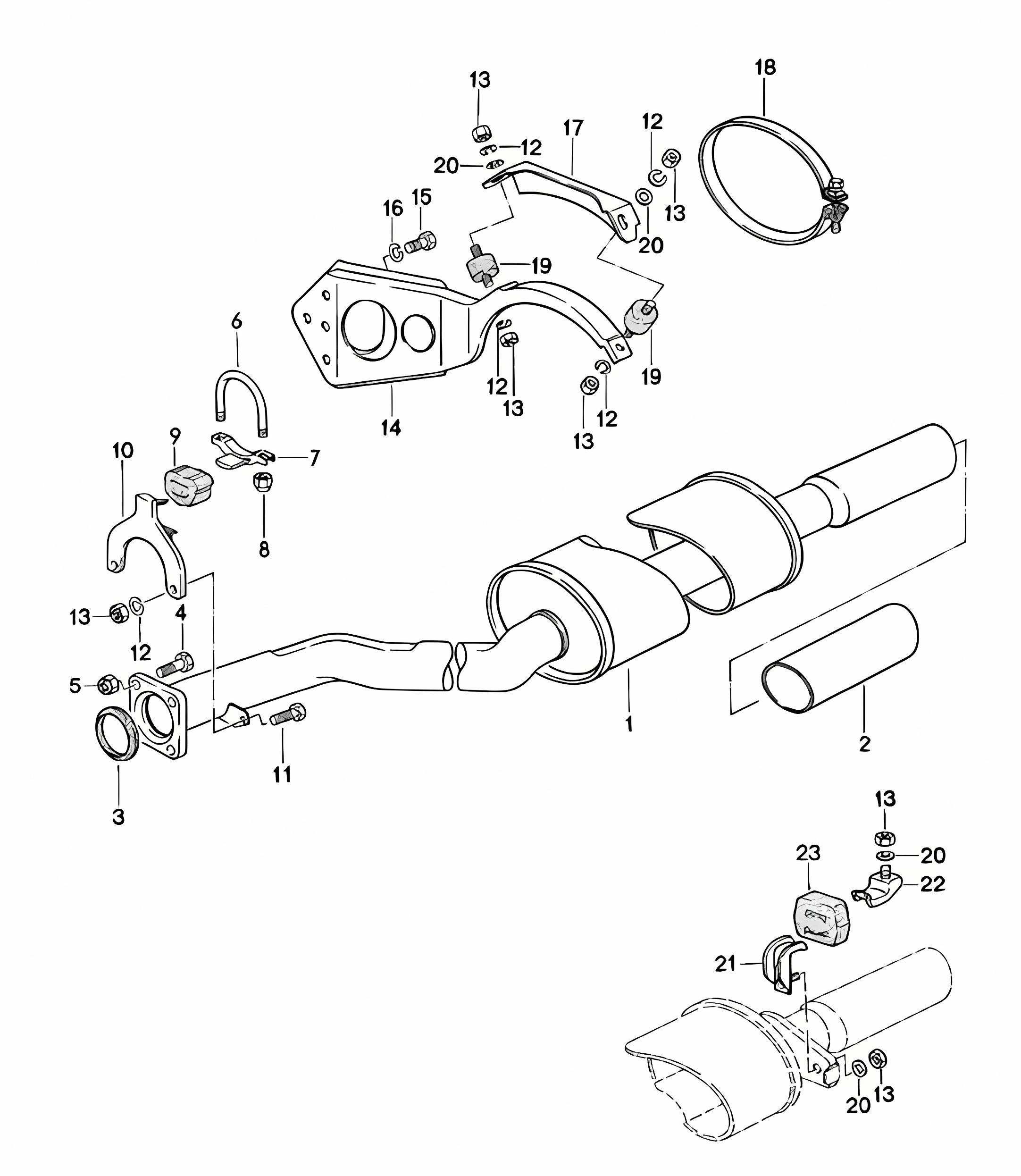 Exhaust system / Rear muffler 924 TURBO/GT 1980 - 1985