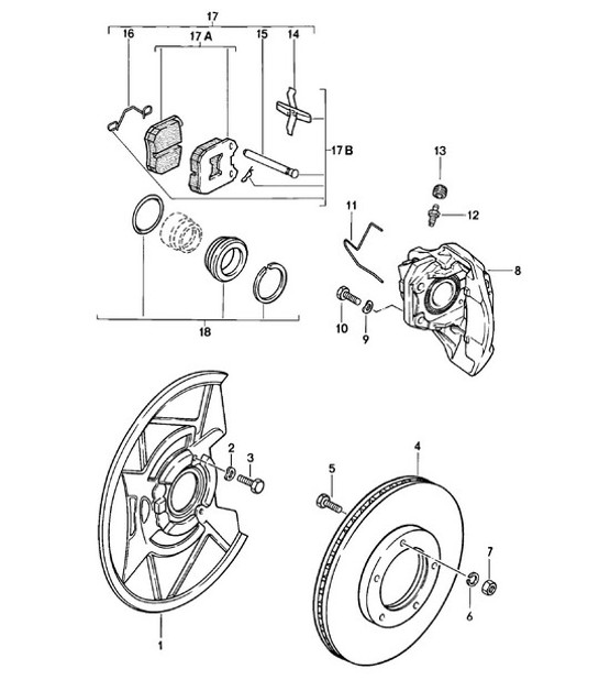 Diagram 602-005 Porsche 356A 1955-59 Wheels, Brakes