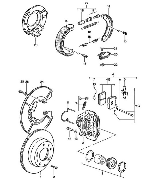 Diagram 603-010 Porsche 356A 1955-59 Wheels, Brakes