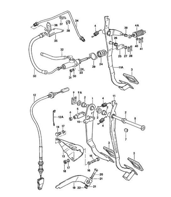 Diagram 702-000 Porsche 991.2 Speedster 4.0L (510Bhp) 2019 Sistema de palanca manual, conjunto de pedales 