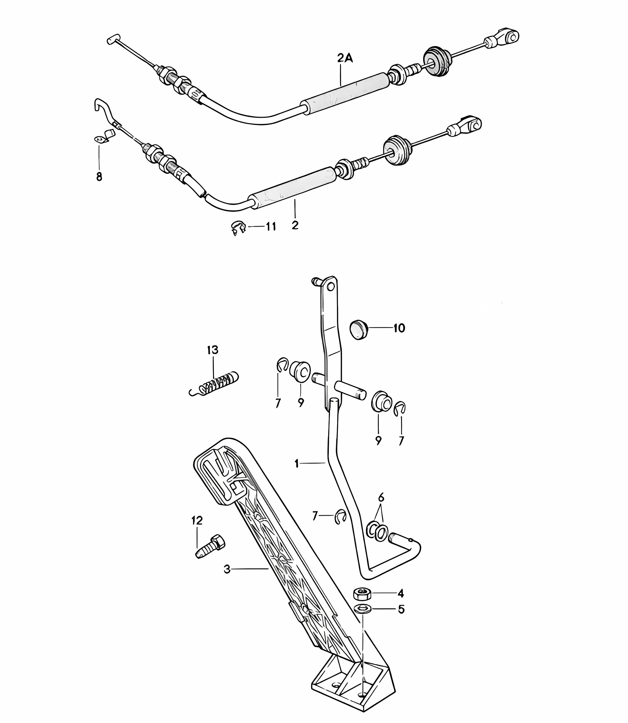 Accelerator control / Accelerator cable for Manual transmission 924 1980 - 1985