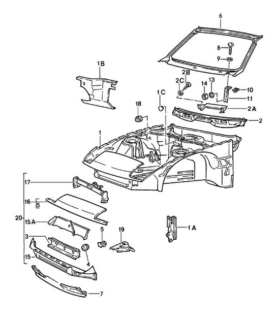 Diagram 801-010 Porsche 911 1978-1983 3.0L / SC Body