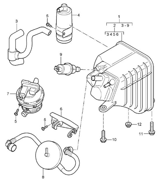 Diagram 201-20 Porsche 356 (1950-1965) Fuel System, Exhaust System
