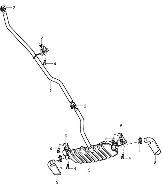 Diagram 202-12 Porsche Cayenne MK1 (955) 2003-2006 Kraftstoffsystem, Abgassystem