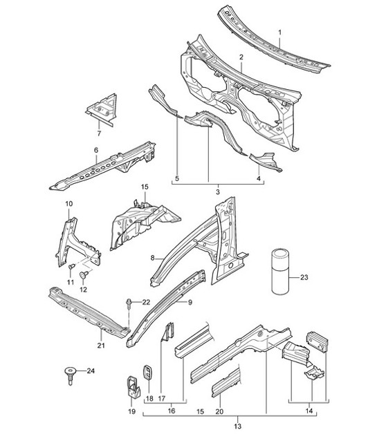 Diagram 801-10 Porsche Cayenne MK1 (955) 2003-2006 Karosserie