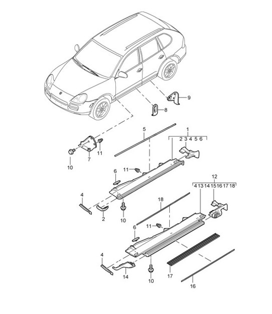 Diagram 810-10 Porsche Cayenne 92A (958) 2010-2017 Body