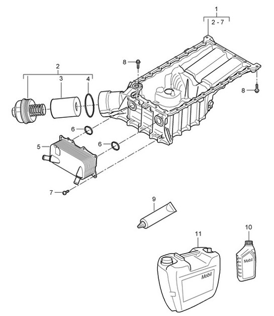 Diagram 104-002 Porsche 996 C4 3.4L 1997-08/01 Motor