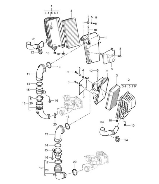 Diagram 106-005 Porsche Cayenne Turbo S V8 4.8L Benzina 550CV Motore