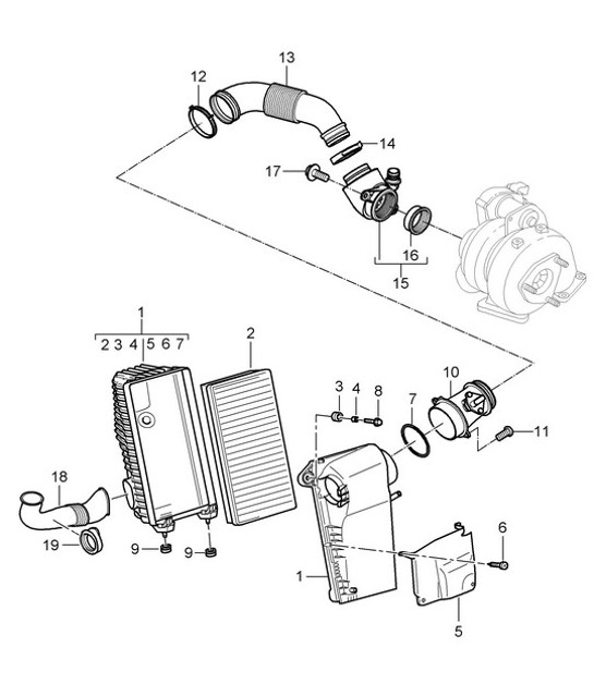 Diagram 106-015 Porsche 991 Carrera C2 3.4L (350Bhp) Motore