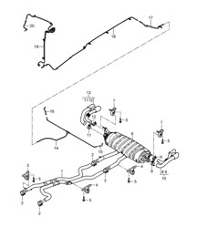 Exhaust system / Sport version / Front silencer / Rear silencer / Tailpipe (PR:D5V,0P8) Cayenne 9PA1 (957) 4.8L 2007-10