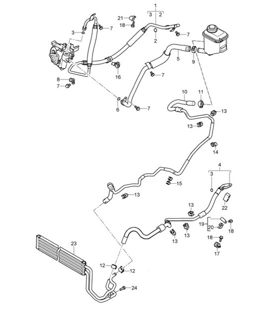 Diagram 403-001 Porsche Cayman 718 2.0L PDK (300 PS) Vorderachse, Lenkung 