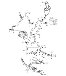 Direction assistée / Conduites / Réservoir d'huile (PR:D5X,0AW) Cayenne 9PA1 (957) 3.6L 2007-10