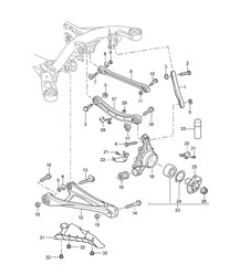 Eje trasero / Porta rueda / Horquilla / Barra de dirección / Buje de rueda / Protección contra piedras Cayenne 9PA1 (957) 2007-10