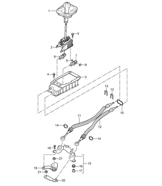 Diagram 701-000 Porsche Cayenne 9PA1 (957) 2007-2010 Hand Lever System, Pedal Cluster 