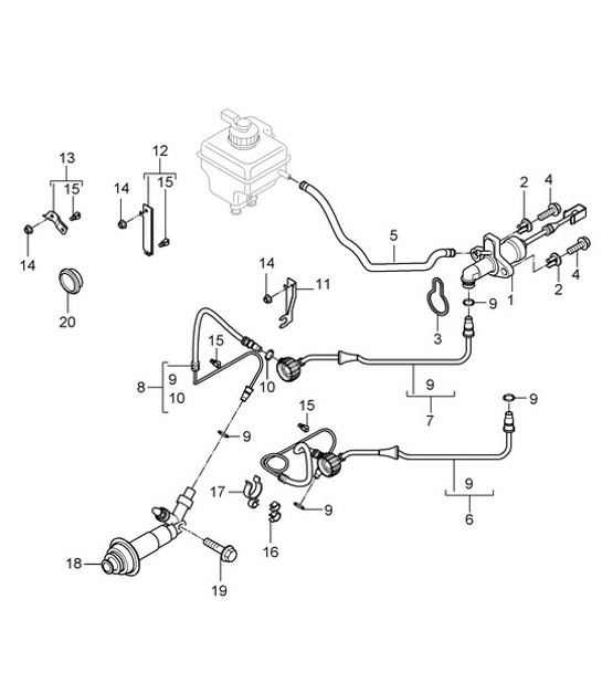 Diagram 702-008 Porsche Cayenne Turbo 4.5L 2003>> Hand Lever System, Pedal Cluster 