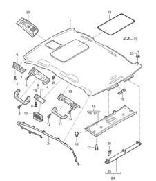 Rivestimento del tetto / Accessori Cayenne 9PA1 (957) 2007-10 Rivestimento del tetto / Accessori Cayenne 9PA1 (957) 2007-10
