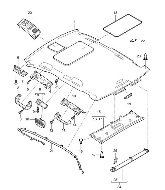 Diagram 807-030 Porsche Panamera Turbo S V8 4.8L Carrosserie