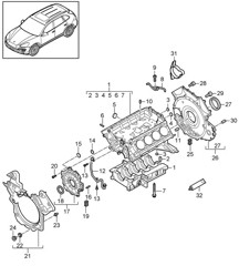 Crankcase housing / Individual parts (Model: CUDB,CUDC) Cayenne 92A (958) 4.2L DIESEL 2011-18