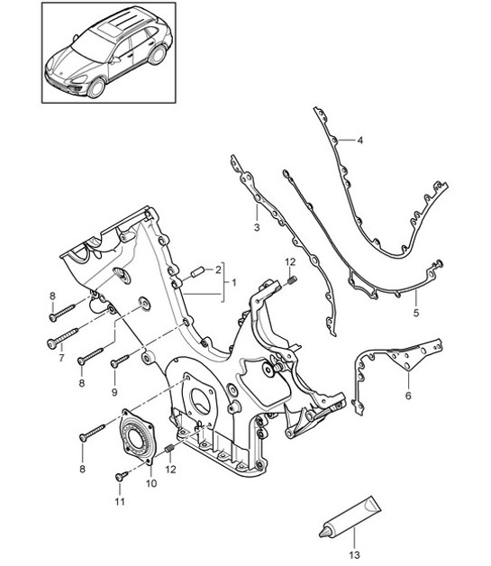 Diagram 101-080 Porsche Cayenne Turbo S 4.5L 2006>> Motore