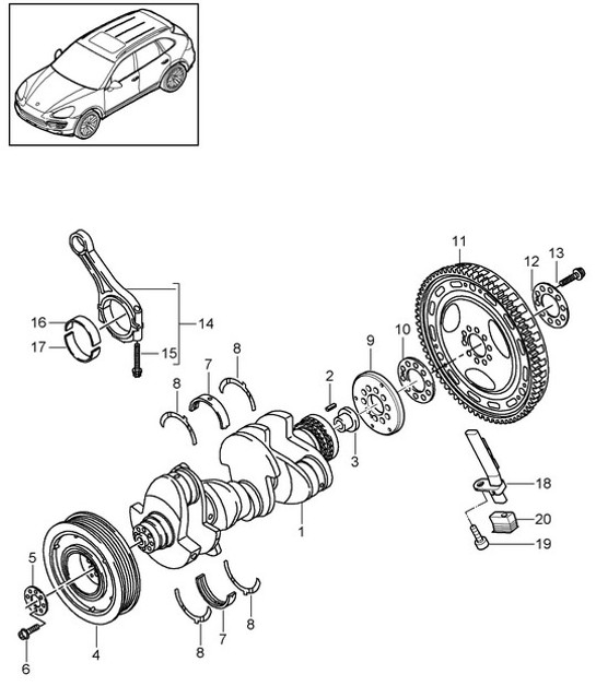 Diagram 102-020 Porsche Cayenne S V8 4.8L Petrol 400HP Engine
