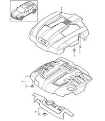 Copertura motore (Modello: 06EC,059E, 5502,CGEA, CGE,CGFA, CRCA,CRCB, CJT,CNRB, CUDB,CUDC, CURA,CUR, CVVA,CVVB, CVVC,CXZA, CXZ,CEYA) Cayenne 92A (958) 3.6L / 3.0L Diesel / 3.0L Ibrido / 4.2L Diesel 2011-18