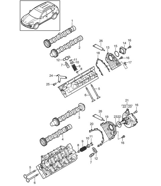 Diagram 103-060 Porsche Cayenne Turbo S 4.5L 2006>> Motore