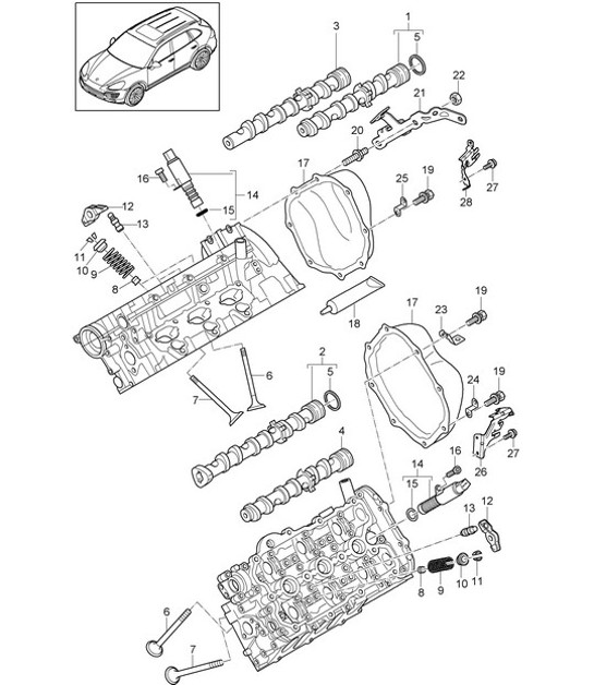 Diagram 103-065 Porsche Cayenne S V8 4.8L Benziner 400 PS Motor