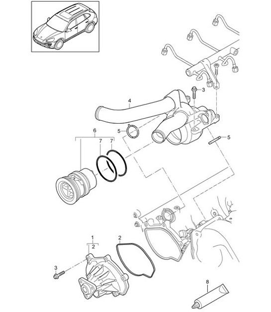 Diagram 105-000 Porsche Cayenne Turbo S E-Hybrid V8 4.0L 550Hp 