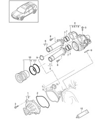 Pompe à liquide de refroidissement / boîtier de thermostat (Modèle : CURA,CUR, CXZA,CXZ) Cayenne 92A (958) 3,6L 2011-18 Pompe à liquide de refroidissement / boîtier de thermostat (Modèle : CURA,CUR, CXZA,CXZ) Cayenne 92A (958) 3,6L 2011-18