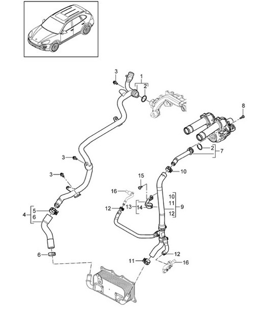 Diagram 105-027 Porsche 997 MKII Carrera C4 3.6L 2009>> Moteur